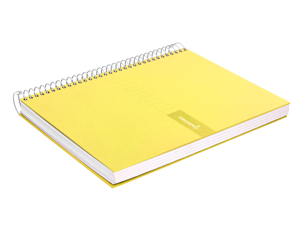 CUADERNO ESPIRAL LIDERPAPEL A4 CRAFTY TAPA FORRADA 80H 90 GR CUADRO 4MM CON MARGEN COLOR AMARILLO