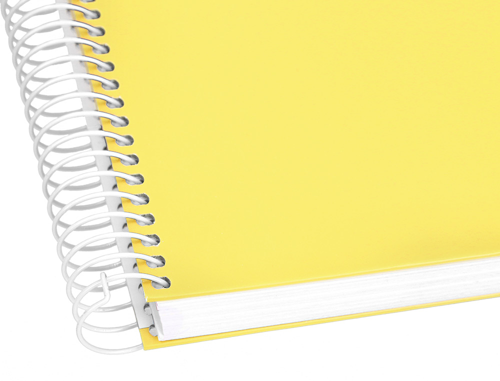 CUADERNO ESPIRAL LIDERPAPEL A4 CRAFTY TAPA FORRADA 80H 90 GR CUADRO 4MM CON MARGEN COLOR AMARILLO