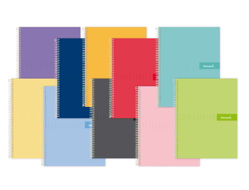 CUADERNO ESPIRAL LIDERPAPEL A4 CRAFTY TAPA FORRADA 80H 90 GR CUADRO 5MM CON MARGEN COLORES SURTIDOS