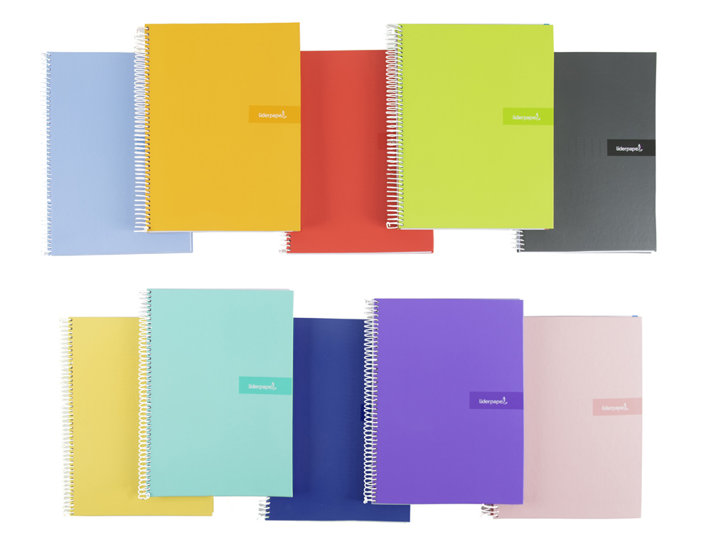 CUADERNO ESPIRAL LIDERPAPEL A4 CRAFTY TAPA FORRADA 80H 90GR PAUTA ESTRECHA 2,5MM CON MARGEN COLORES SURTIDOS