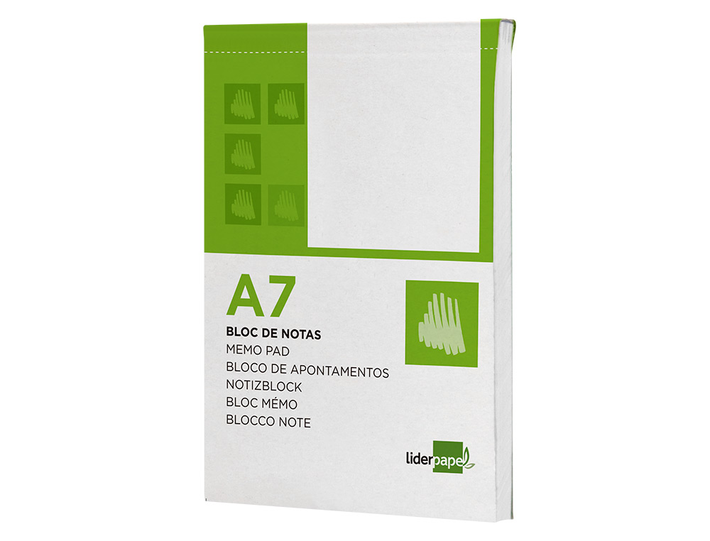 BLOC NOTAS LIDERPAPEL LISO A7 80 HOJAS 60G/M2 PERFORADO