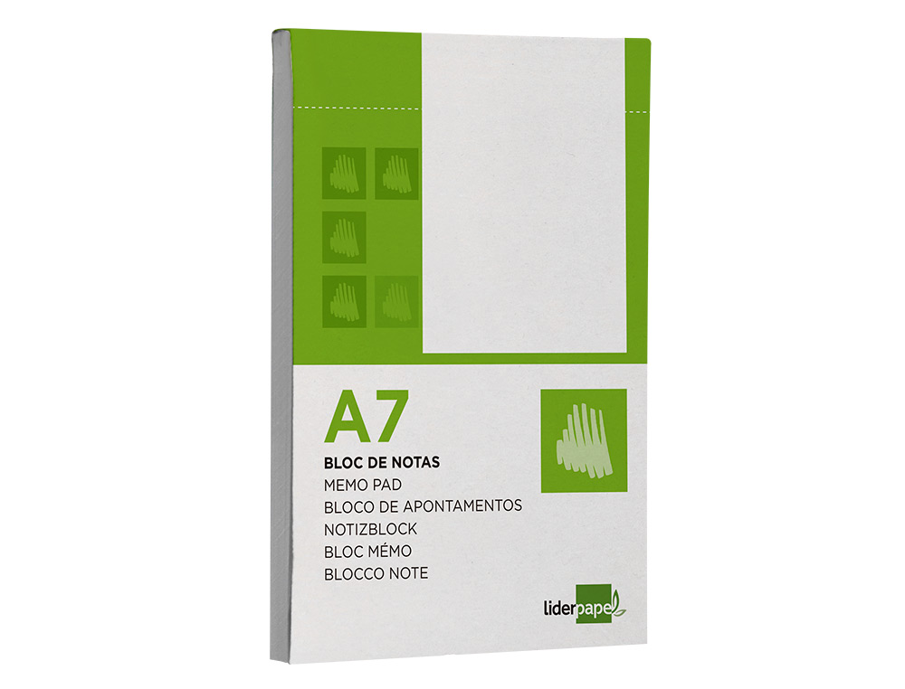 BLOC NOTAS LIDERPAPEL LISO A7 80 HOJAS 60G/M2 PERFORADO