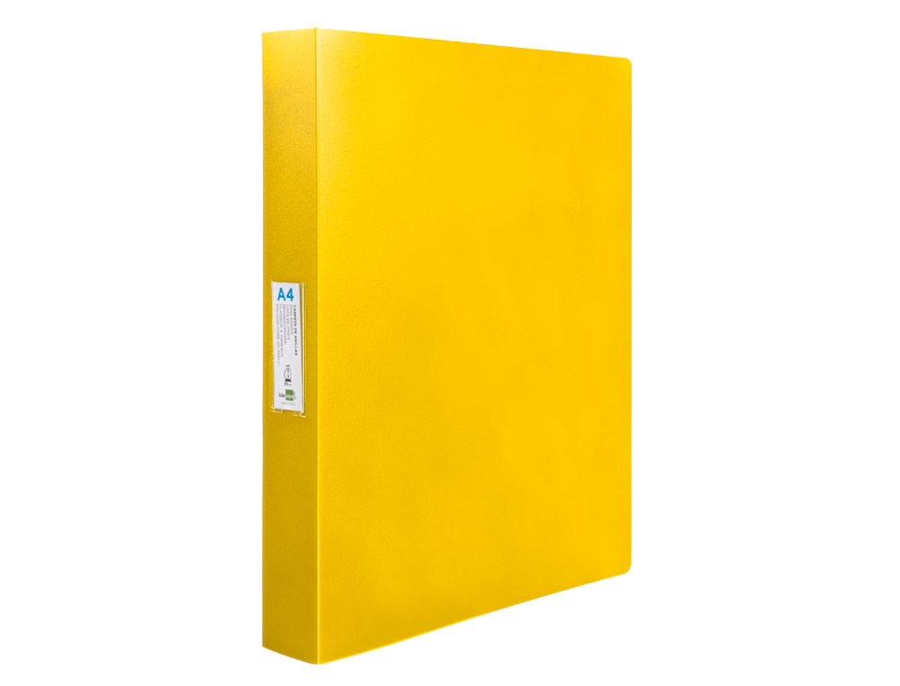 CARPETA LIDERPAPEL 4 ANILLAS 25 MM MIXTAS POLIPROPILENO DIN A4 AMARILLO FLUOR OPACO