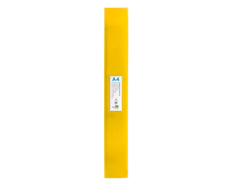CARPETA LIDERPAPEL 4 ANILLAS 25 MM MIXTAS POLIPROPILENO DIN A4 AMARILLO FLUOR OPACO