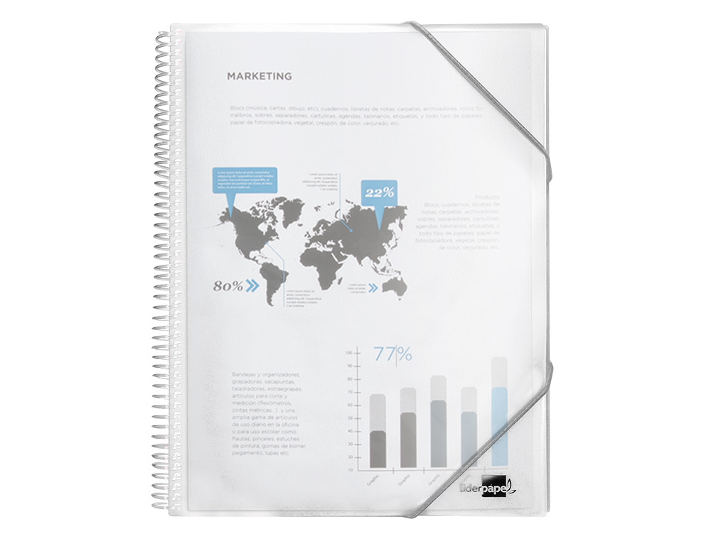 CARPETA LIDERPAPEL ESCAPARATE CON ESPIRAL 20 FUNDAS POLIPROPILENO DIN A5 TRANSPARENTE