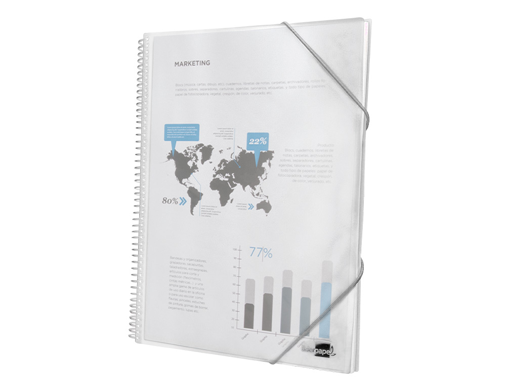 CARPETA LIDERPAPEL ESCAPARATE CON ESPIRAL 20 FUNDAS POLIPROPILENO DIN A5 TRANSPARENTE