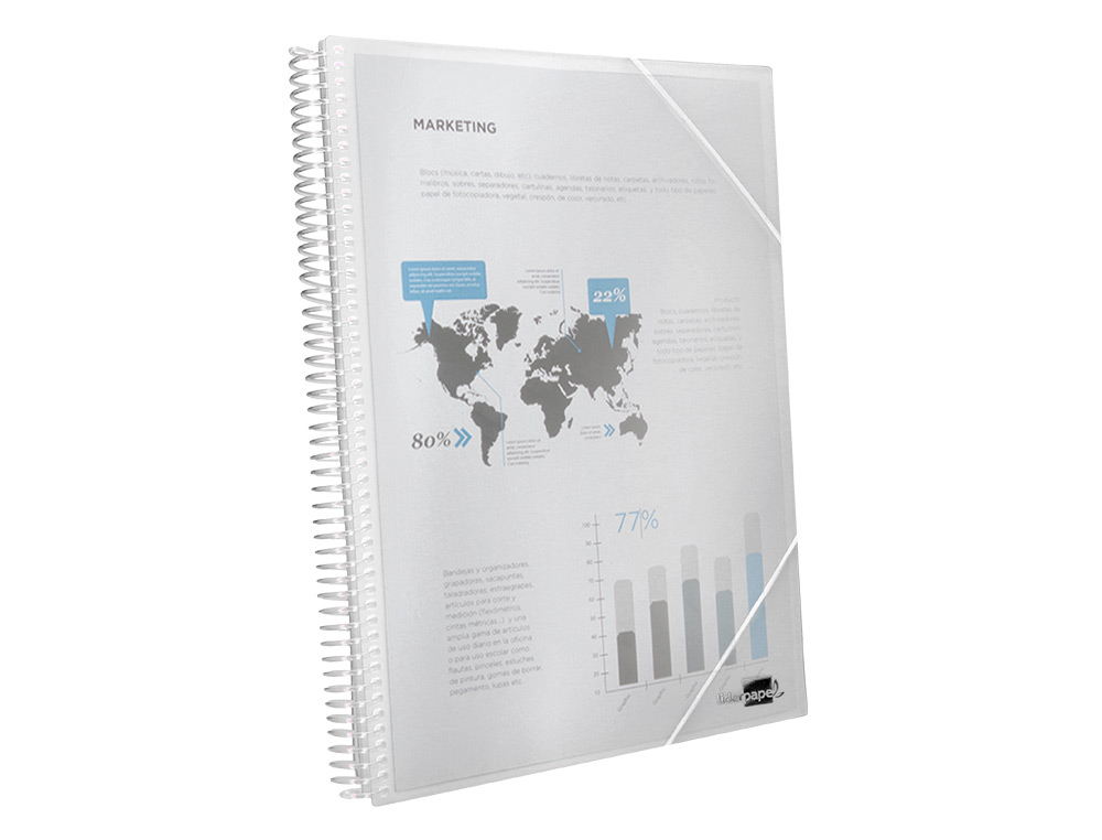 CARPETA LIDERPAPEL ESCAPARATE CON ESPIRAL 20 FUNDAS POLIPROPILENO DIN A5 TRANSPARENTE