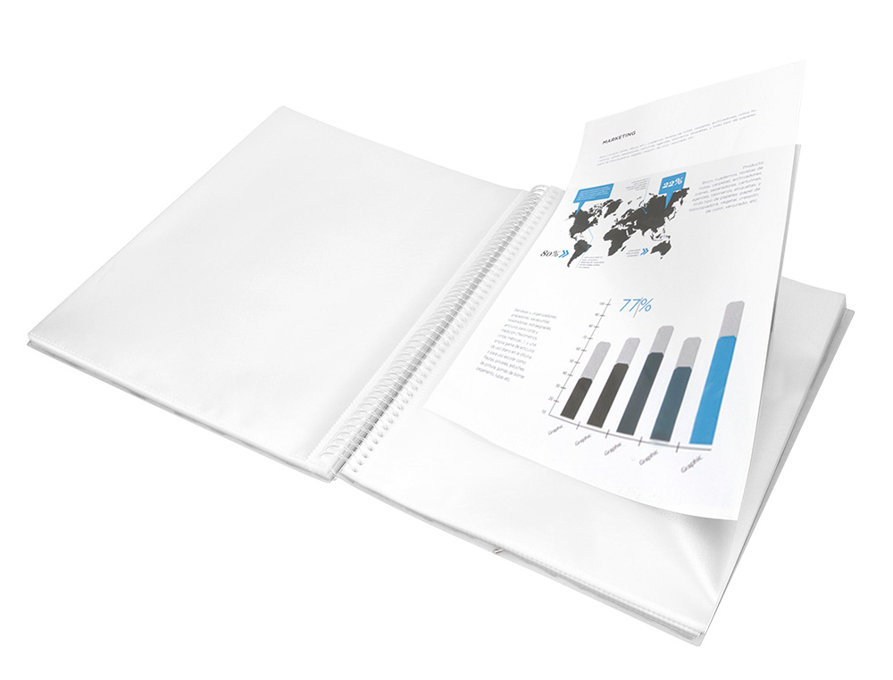 CARPETA LIDERPAPEL ESCAPARATE CON ESPIRAL 20 FUNDAS POLIPROPILENO DIN A5 TRANSPARENTE