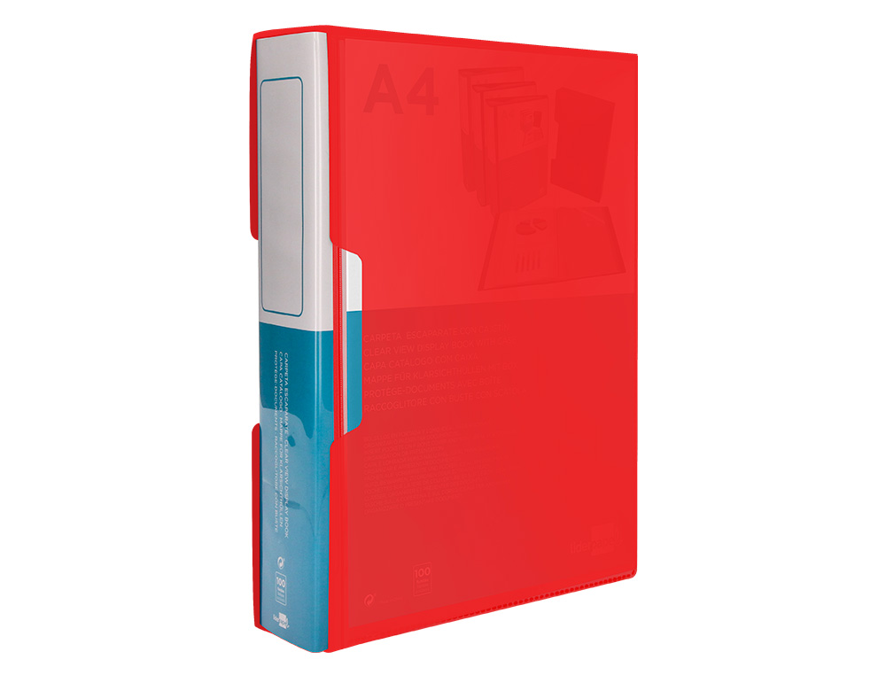 CARPETA LIDERPAPEL PERSONALIZA 100 FUNDAS POLIPROPILENODIN A4 ROJO TRANSLUCIDO CON CAJETIN