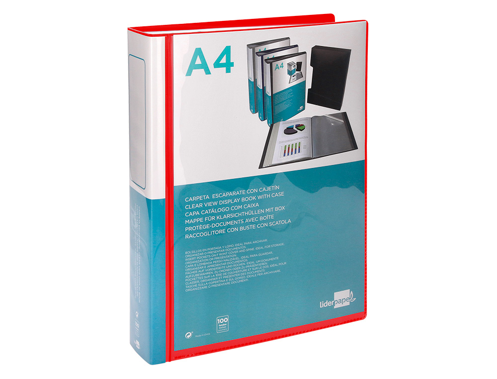 CARPETA LIDERPAPEL PERSONALIZA 100 FUNDAS POLIPROPILENODIN A4 ROJO TRANSLUCIDO CON CAJETIN