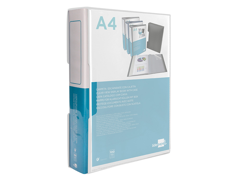 CARPETA LIDERPAPEL PERSONALIZA 100 FUNDAS POLIPROPILENODIN A4 TRANSPARENTE CON CAJETIN