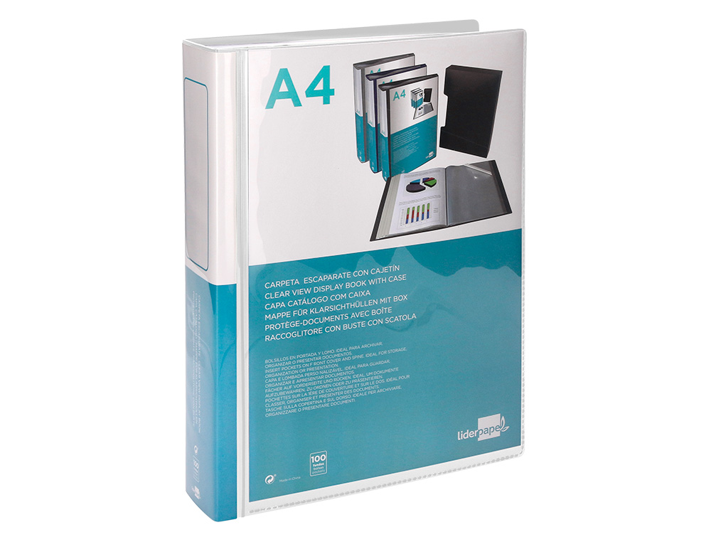 CARPETA LIDERPAPEL PERSONALIZA 100 FUNDAS POLIPROPILENODIN A4 TRANSPARENTE CON CAJETIN