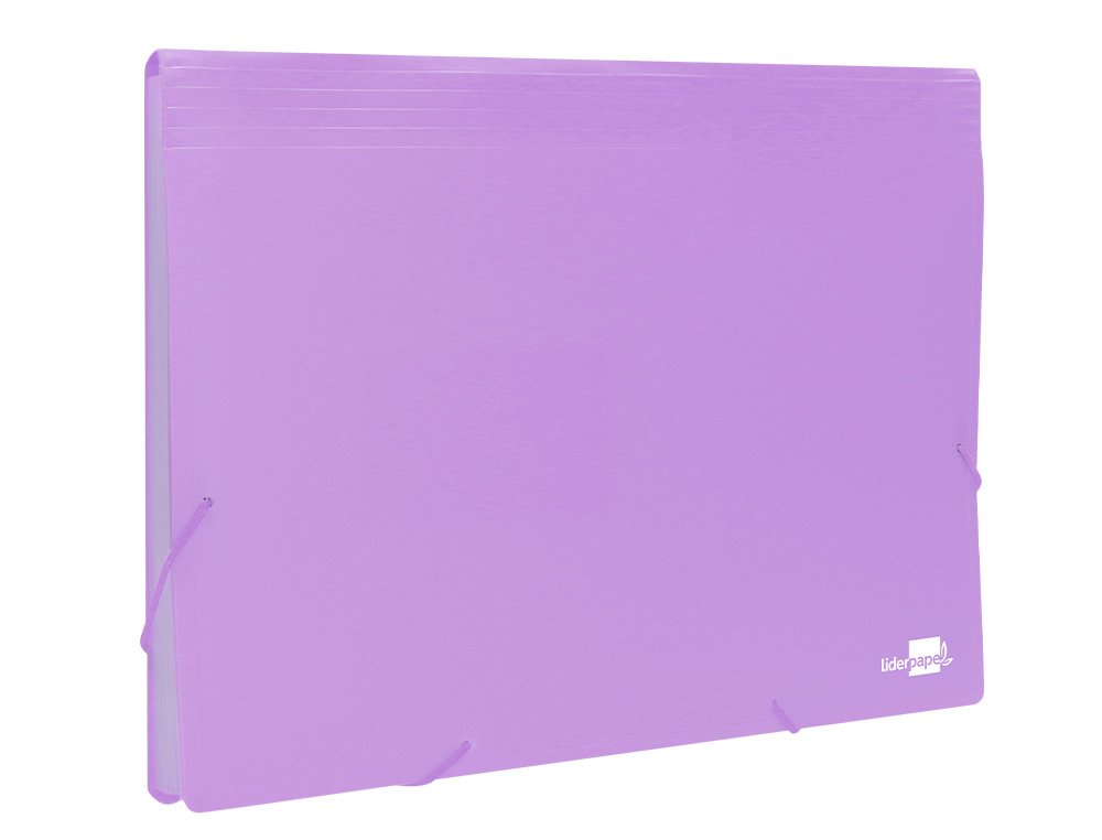 CARPETA LIDERPAPEL CLASIFICADOR FUELLE POLIPROPILENO DIN A4 LAVANDA OPACO 13 DEPARTAMENTOS