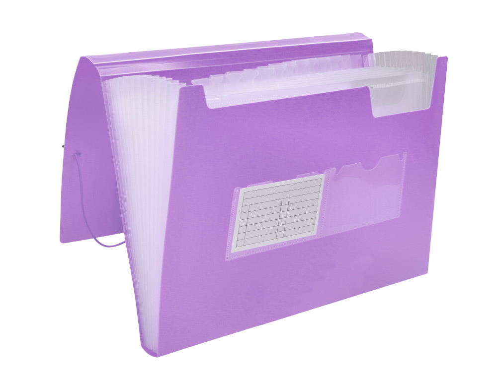 CARPETA LIDERPAPEL CLASIFICADOR FUELLE POLIPROPILENO DIN A4 LAVANDA OPACO 13 DEPARTAMENTOS