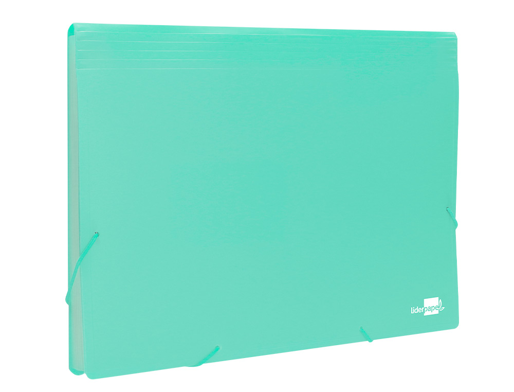 CARPETA LIDERPAPEL CLASIFICADOR FUELLE POLIPROPILENO DIN A4 VERDE OPACO 13 DEPARTAMENTOS