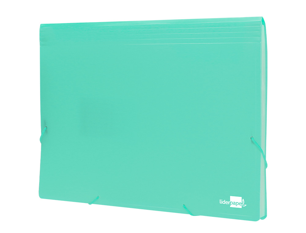 CARPETA LIDERPAPEL CLASIFICADOR FUELLE POLIPROPILENO DIN A4 VERDE OPACO 13 DEPARTAMENTOS