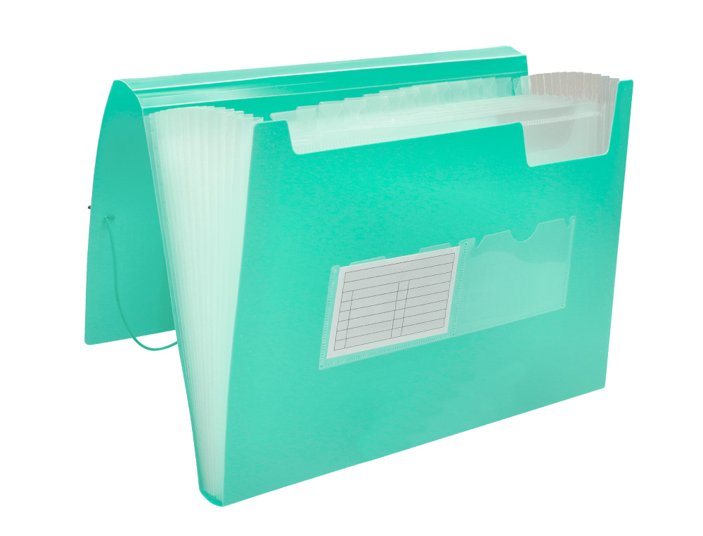 CARPETA LIDERPAPEL CLASIFICADOR FUELLE POLIPROPILENO DIN A4 VERDE OPACO 13 DEPARTAMENTOS