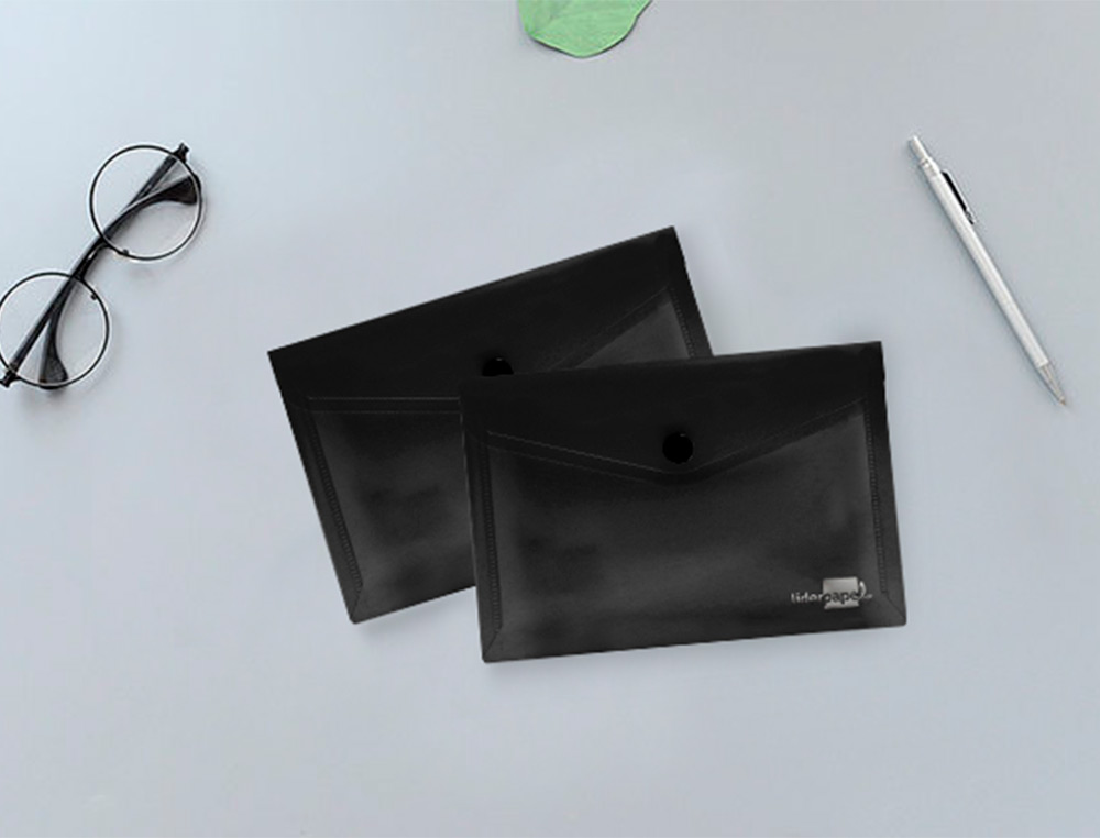 CARPETA LIDERPAPEL DOSSIER BROCHE POLIPROPILENO DIN A7 NEGRO OPACO