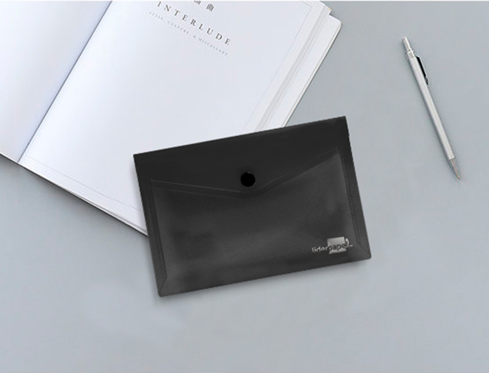 CARPETA LIDERPAPEL DOSSIER BROCHE POLIPROPILENO DIN A7 NEGRO OPACO