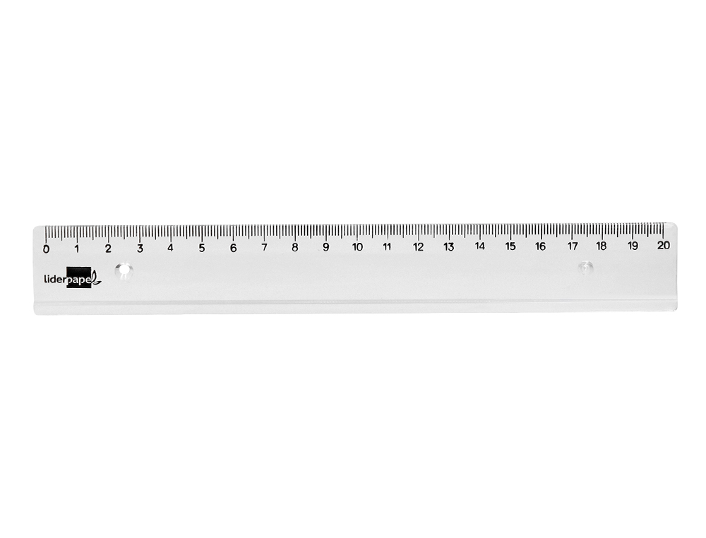 REGLA LIDERPAPEL PLASTICO IRROMPIBLE TRANSPARENTE 20 CM