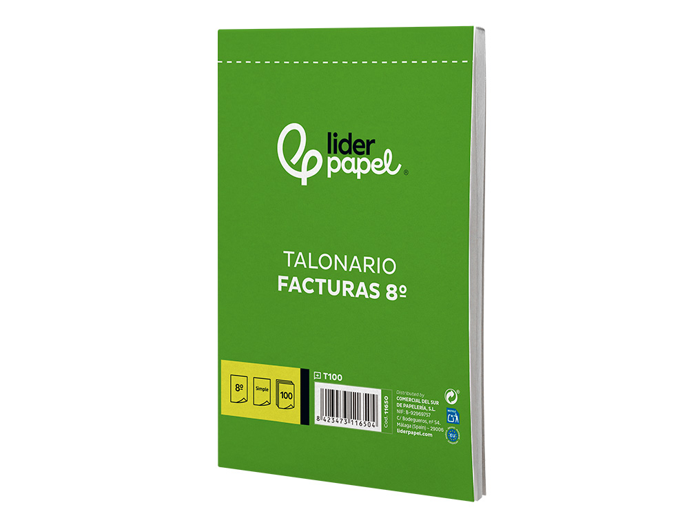 TALONARIO LIDERPAPEL FACTURAS 8º ORIGINAL T100 CON I.V.A.