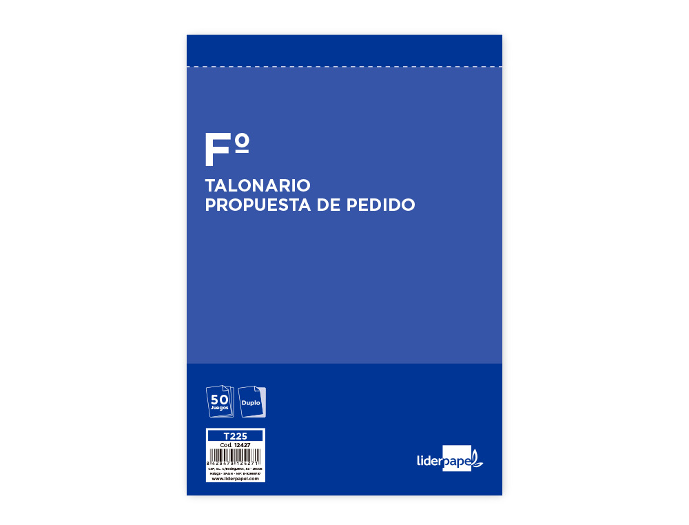 TALONARIO LIDERPAPEL PEDIDOS FOLIO ORIGINAL Y COPIA T225