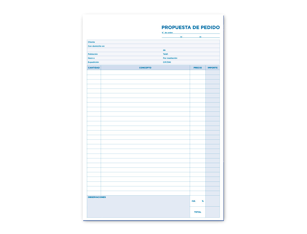 TALONARIO LIDERPAPEL PEDIDOS FOLIO ORIGINAL Y COPIA T225