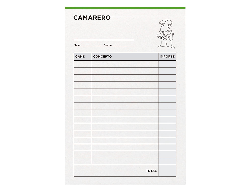 TALONARIO LIDERPAPEL CAMARERO 8 ORIGINAL Y COPIA T202