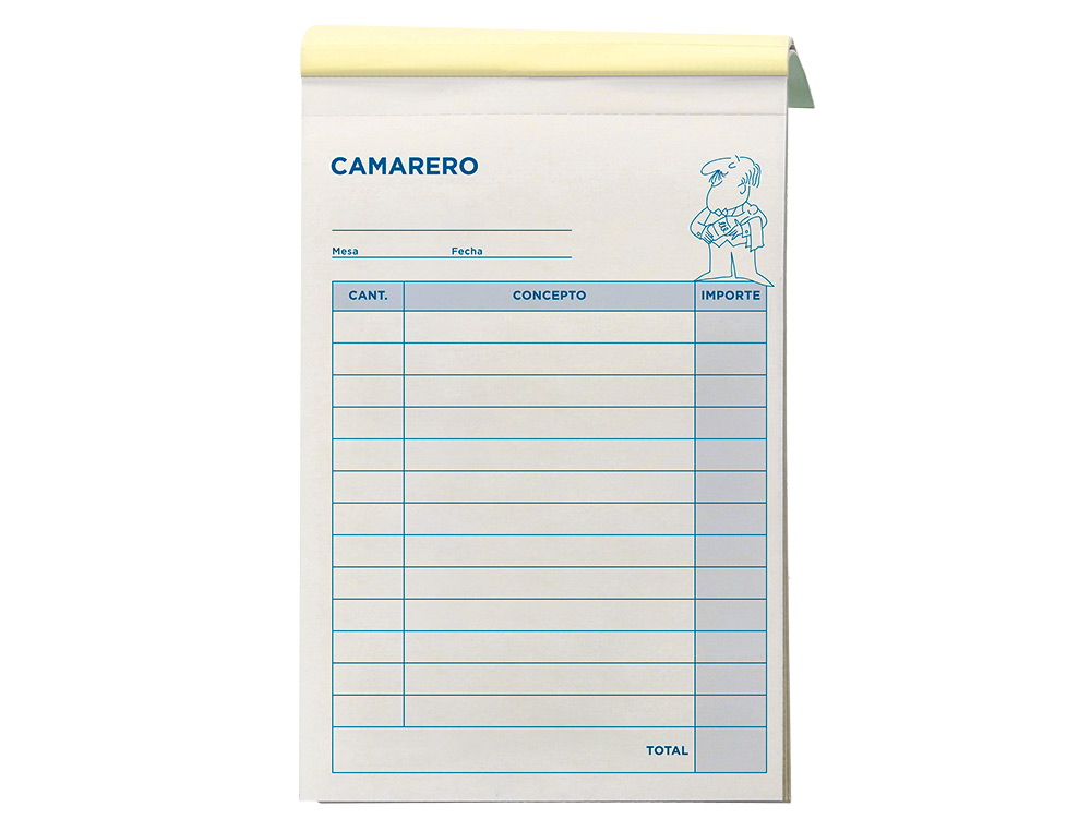 TALONARIO LIDERPAPEL CAMARERO 8 ORIGINAL Y COPIA T202