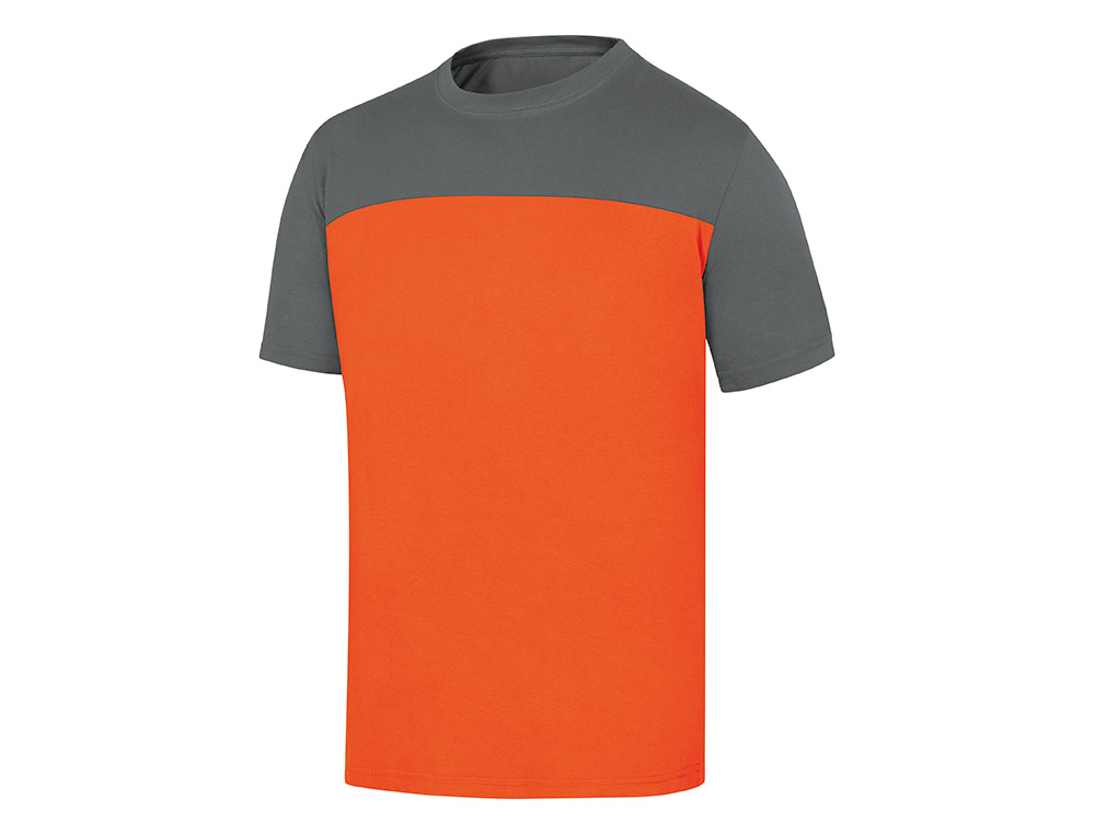 CAMISETA DE ALGODON DELTAPLUS COLOR GRIS/NARANJA TALLA XXL