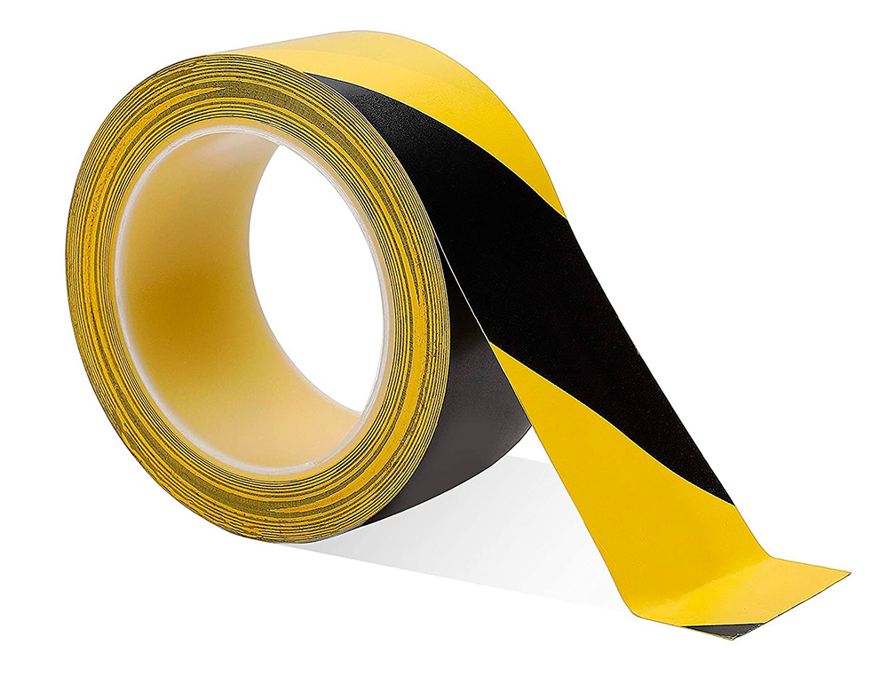 CINTA ADHESIVA TESA DE SEGURIDAD AMARILLA Y NEGRA POLIPROPILENO 66 MT X 50 MM