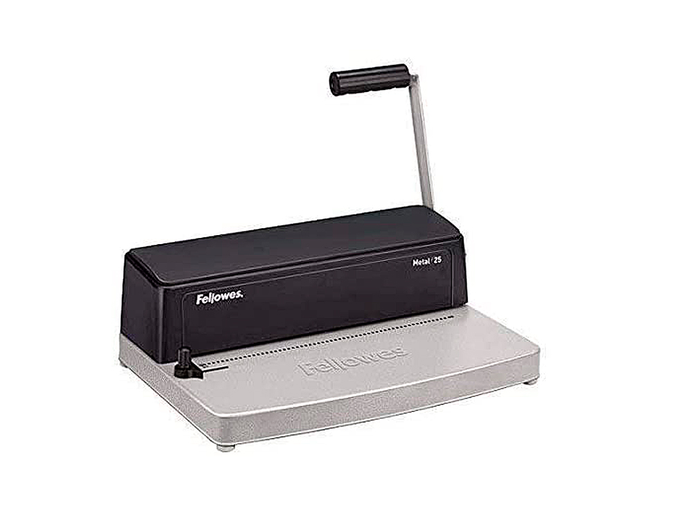 ENCUADERNADORA PARA ESPIRAL FELLOWES METAL 25 PERFORA 10 HOJAS TAMAÑO A4 ENCUADERNA HASTA 450 HOJAS PASO 5:1