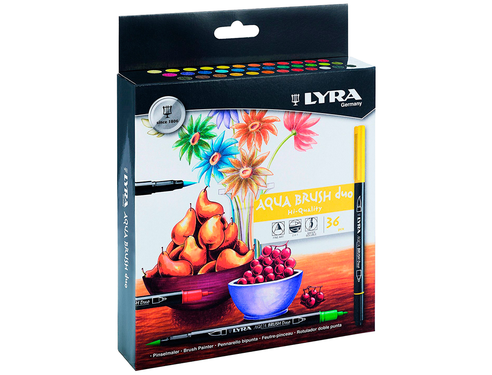 ROTULADOR LYRA AQUA BRUSH DUO CAJA DE 36 COLORES SURTIDOS