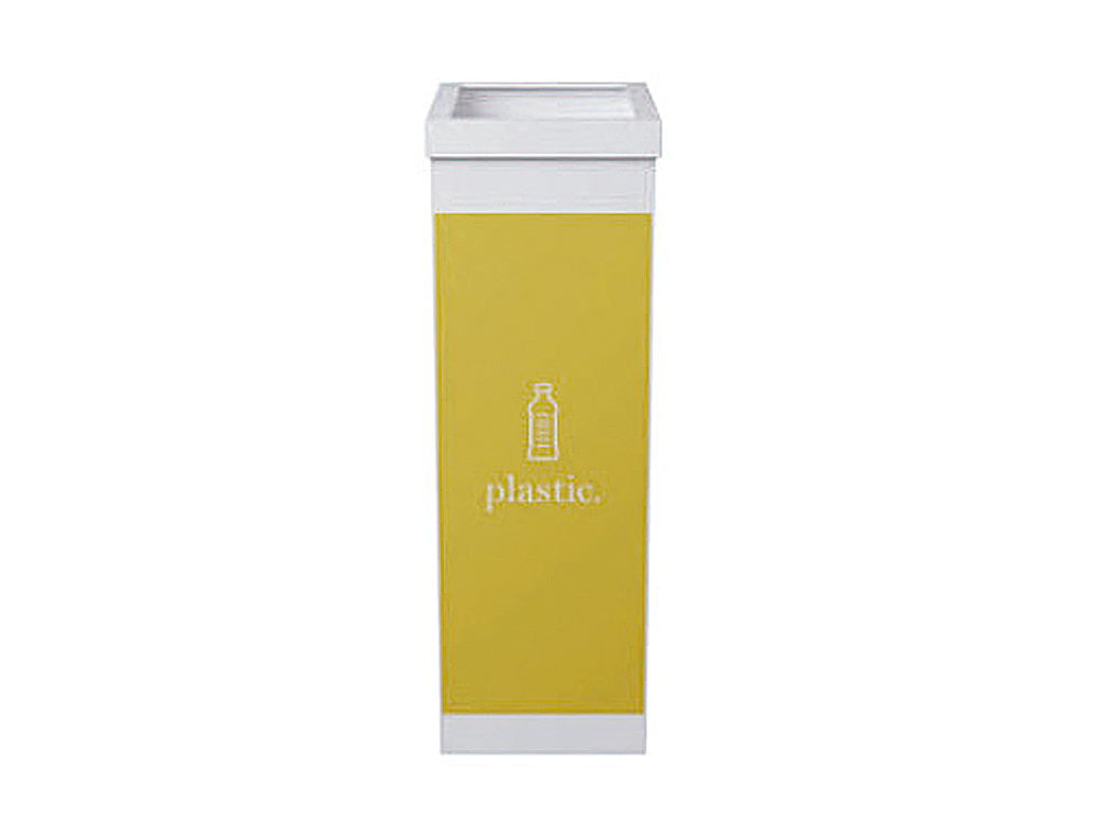 CONTENEDOR PAPELERA RECICLAJE PAPERFLOW CON TAPA POLIESTIRENO PARA PLASTICOS 60 L 76X36,3X26,3 CM