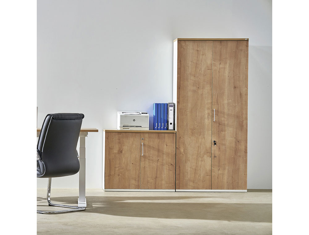 ARMARIO ROCADA CON DOS ESTANTES Y DOS PUERTAS INFERIORES SERIE STORE 156X90X45 CM ACABADO AA01