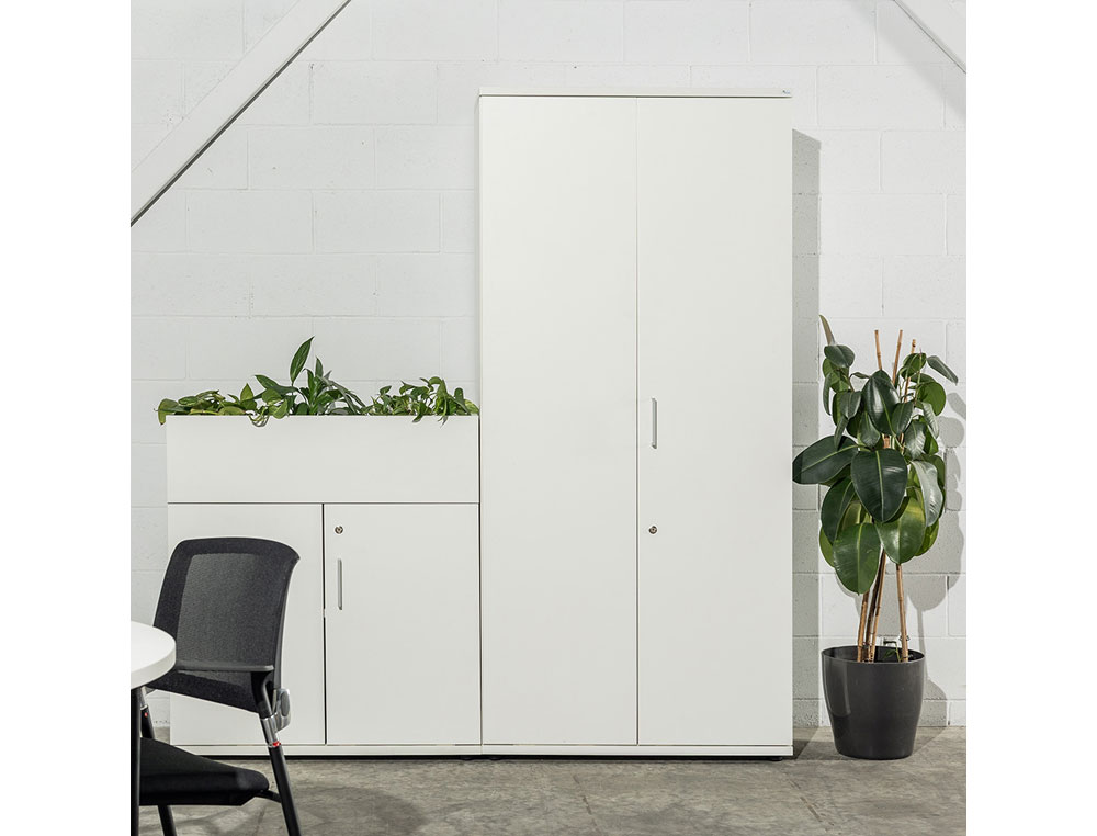 ARMARIO ROCADA CON CUATRO ESTANTES Y DOS PUERTAS SERIE STORE 156X90X45 CM ACABADO AN02 GRIS/GRIS