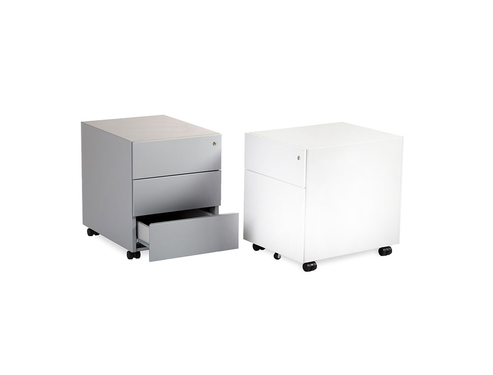 CAJONERA METALICA ROCADA CON TRES CAJONES SERIE STORE 58X40X59,5 CM ACABADO AC13 BLANCO/BLANCO