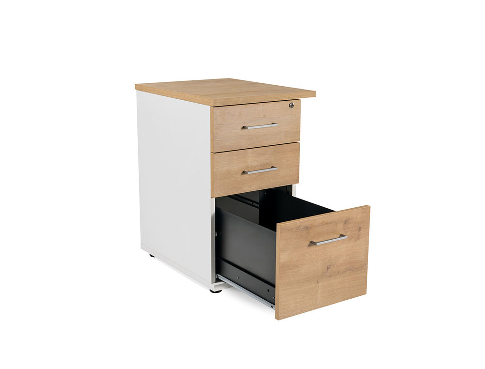 CAJONERA ROCADA CON TRES CAJONES SERIE STORE 60X50X72 CM ACABADO AN01 GRIS/HAYA