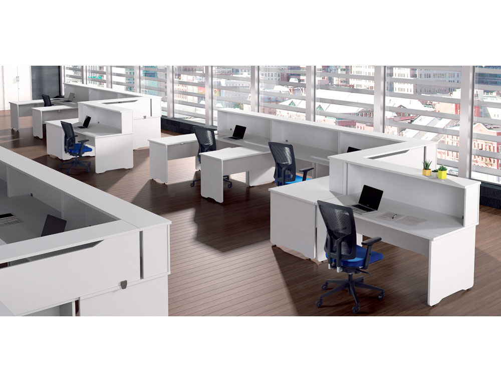 MOSTRADOR DE ALTILLO ROCADA VALIDO PARA MESAS WORK METAL EXECUTIVE 200X30X40 CM ACABADO AW04 BLANCO/BLANCO