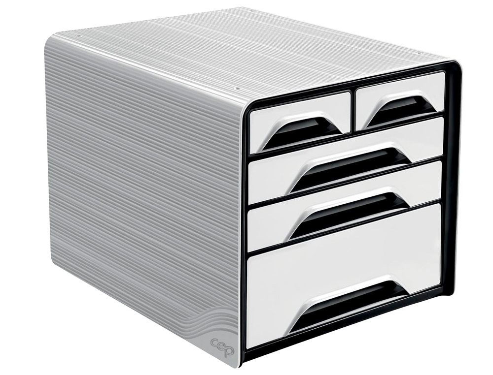 FICHERO CAJONES DE SOBREMESA CEP 5 CAJONES MIXTOS BLANCO/NEGRO 360X288X270 MM