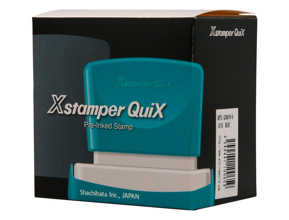 SELLO X'STAMPER QUIX PERSONALIZABLE COLOR AZUL MEDIDAS 36X61 MM Q-16