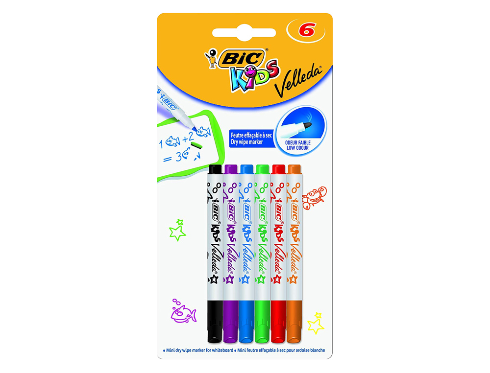 ROTULADOR BIC KIDS VELLEDA PARA PIZARRA BLISTER DE 6 UNIDADES COLORES SURTIDOS