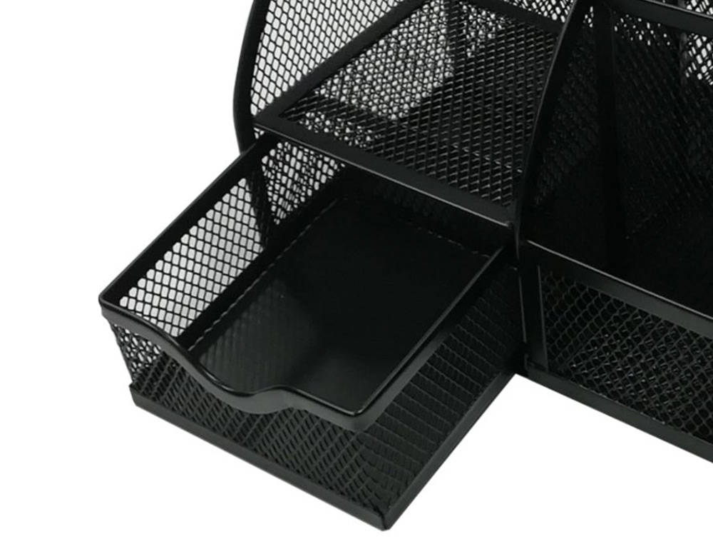 ORGANIZADOR SOBREMESA Q-CONNECT KF17295 METALICO CURVO REJILLA NEGRA CON 5 DEPARTAMENTOS 220X140X130 MM