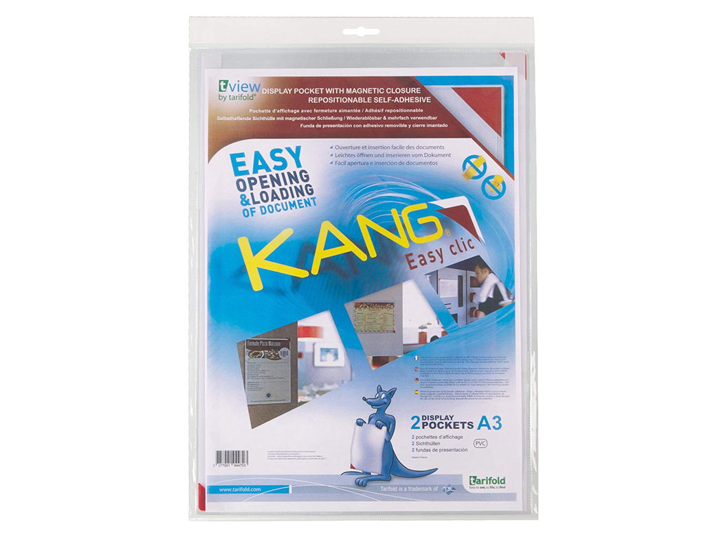 FUNDA DE PRESENTACION TARIFOLD ADHESIVA REMOVIBLE DIN A3 CON ESQUINA MAGNETICA CAPACIDAD PARA 10 HOJAS PACK