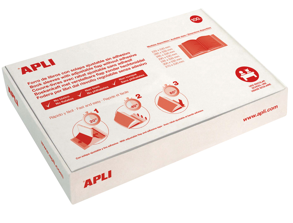 FORRALIBRO APLI PVC CON SOLAPA AJUSTABLE ADHESIVO 285X530 MM