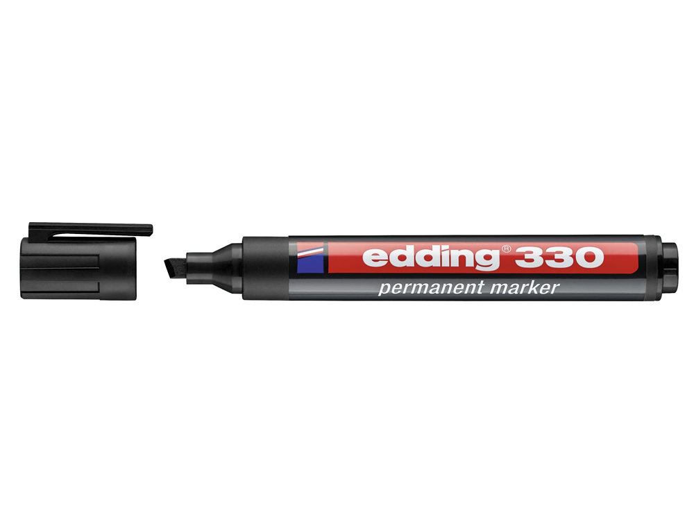 ROTULADOR EDDING MARCADOR PERMANENTE 330 NEGRO PUNTA BISELADA 1-5 MM RECARGABLE