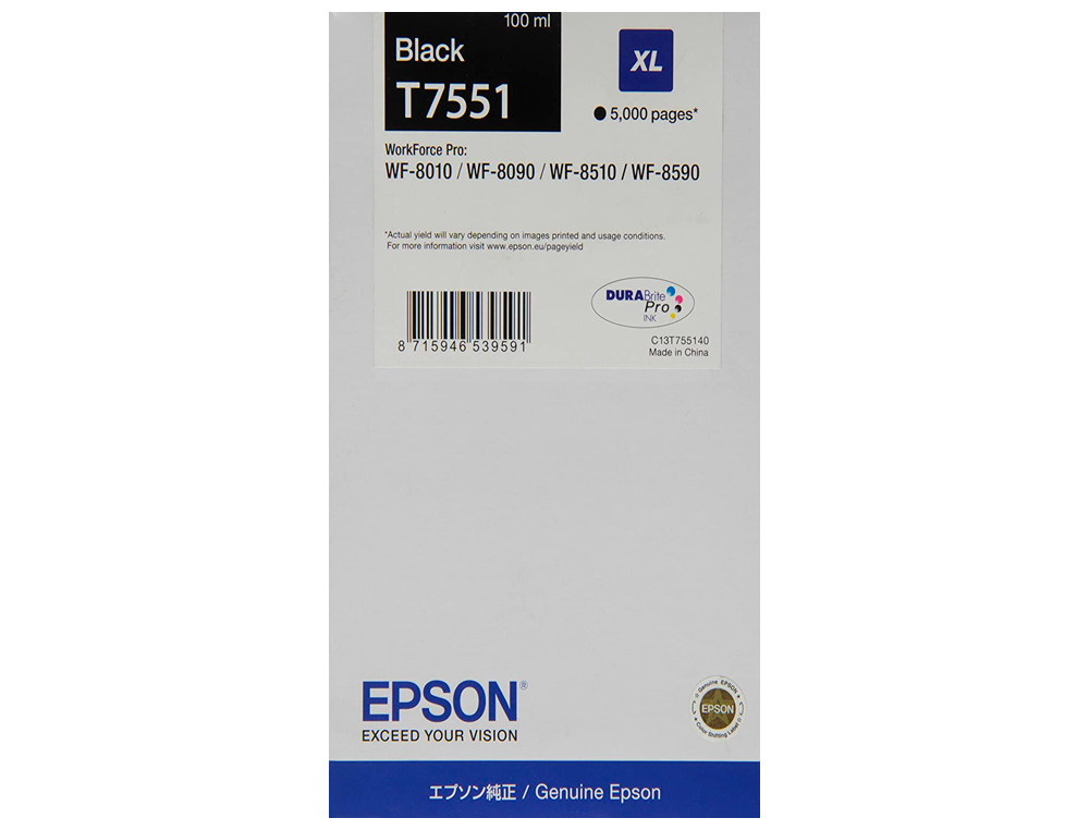 INK-JET EPSON T551 WORKFORCE PRO WF-8010 / WF-8090 / WF-8090 D3TWC / WF-8510 / WF-8590 / WF-8590 NEGRO 5.000