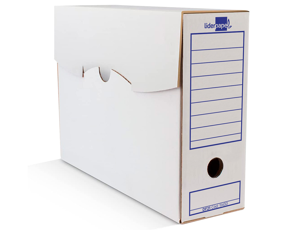 CAJA ARCHIVO DEFINITIVO LIDERPAPEL 106 LISTADOS DE ORDENADOR CARTON RECICLADO 325G/M2 BLANCO 430X116X316 MM