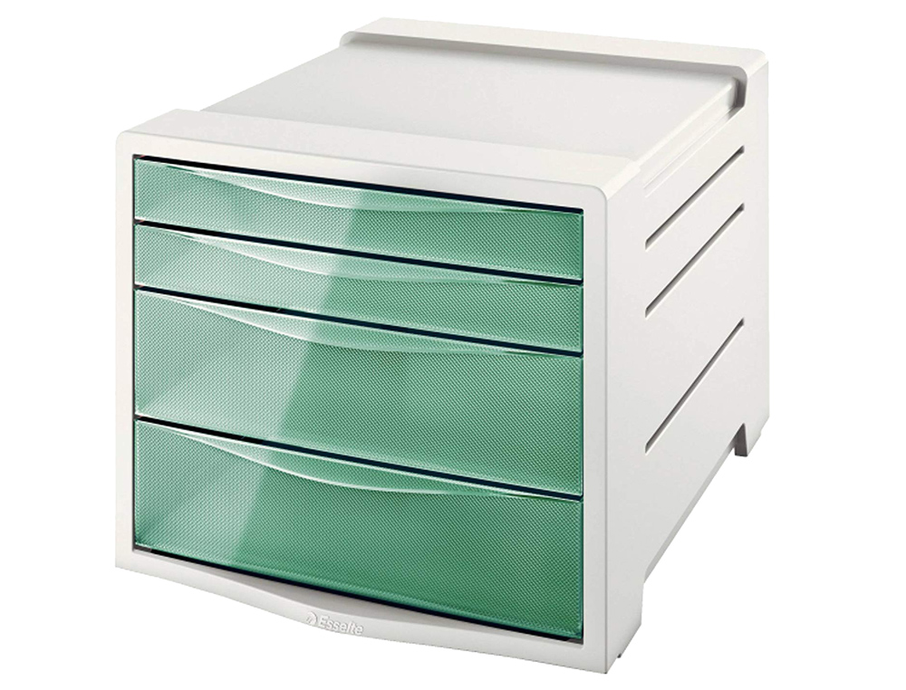 FICHERO CAJONES DE SOBREMESA ESSELTE COLOUR ICE PLASTICO 4 CAJONES COLOR VERDE 245X365X285 MM
