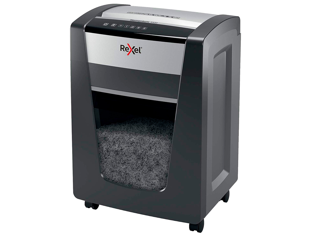 DESTRUCTORA DE DOCUMENTOS REXEL MOMENTUM X420 CAPACIDAD DE CORTE 20 HOJAS DESTRUYE GRAPAS Y CLIPS PAPELERA 30 L